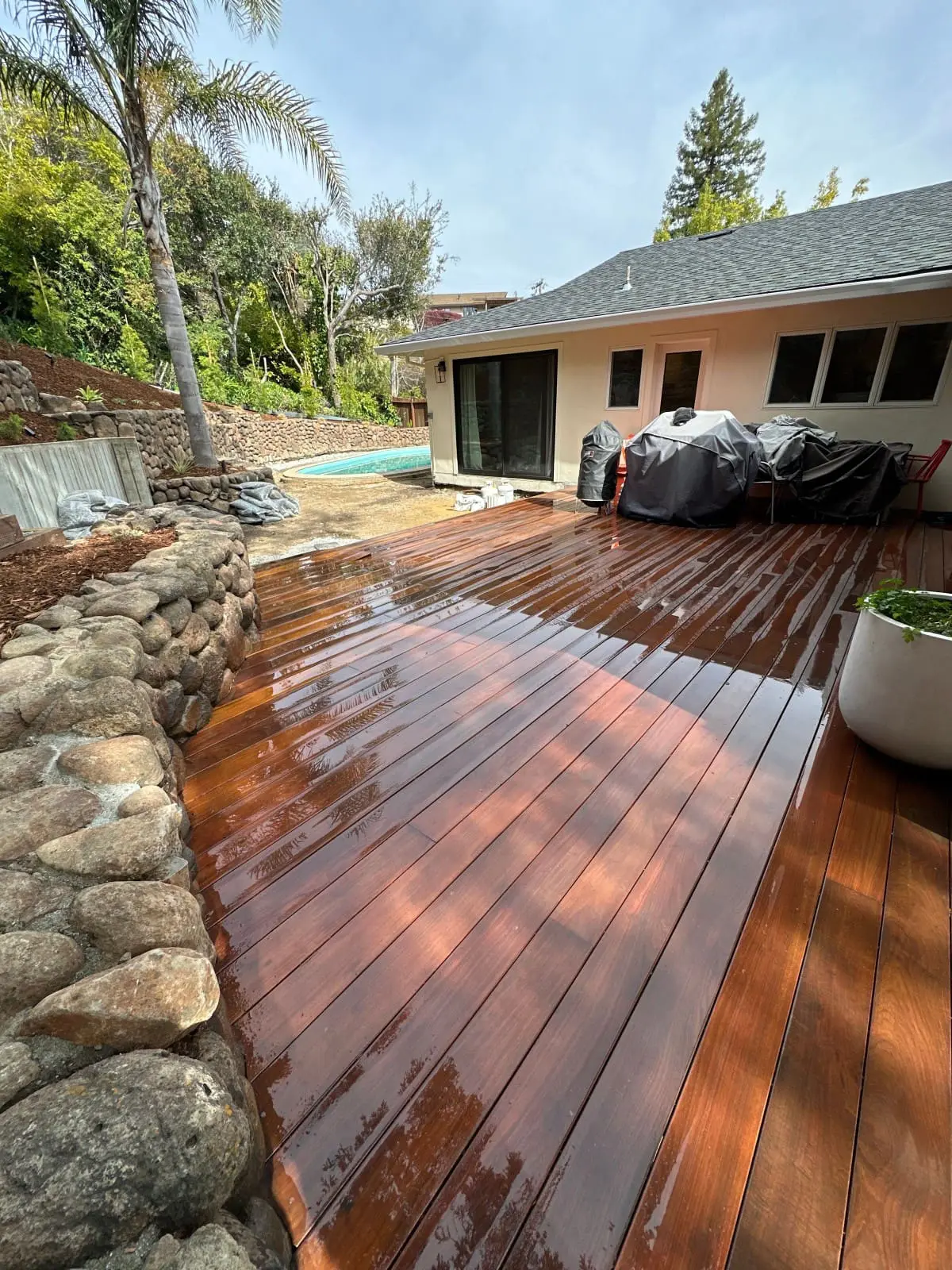 Custom wooden deck installation and outdoor carpentry service by Keystone Yards in Napa, CA.