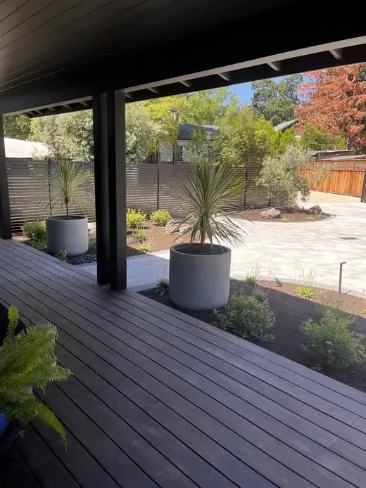 Custom wooden deck patio and covered outdoor living space design in Napa, CA.